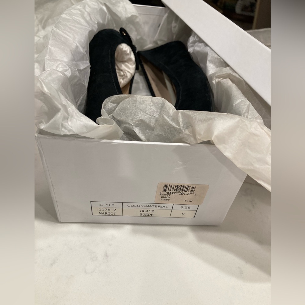NWT FRENCH SOLE NEW YORK Margot Black Suede Ballet Flats Sz 8M ( incl dust bag) - Picture 7 of 8